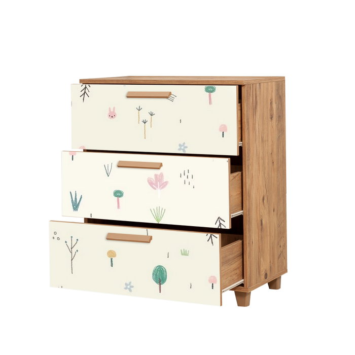 Hanah Home Leva Gravis Jungle - Cómoda Pino Atlántico y Blanco